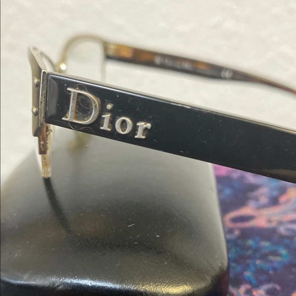 Dior Black and Gold Semi-Rimless Glasses